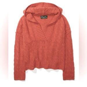 American Eagle AE Soft and Cozy Cable Knit Coral Sweater Hoodie XS